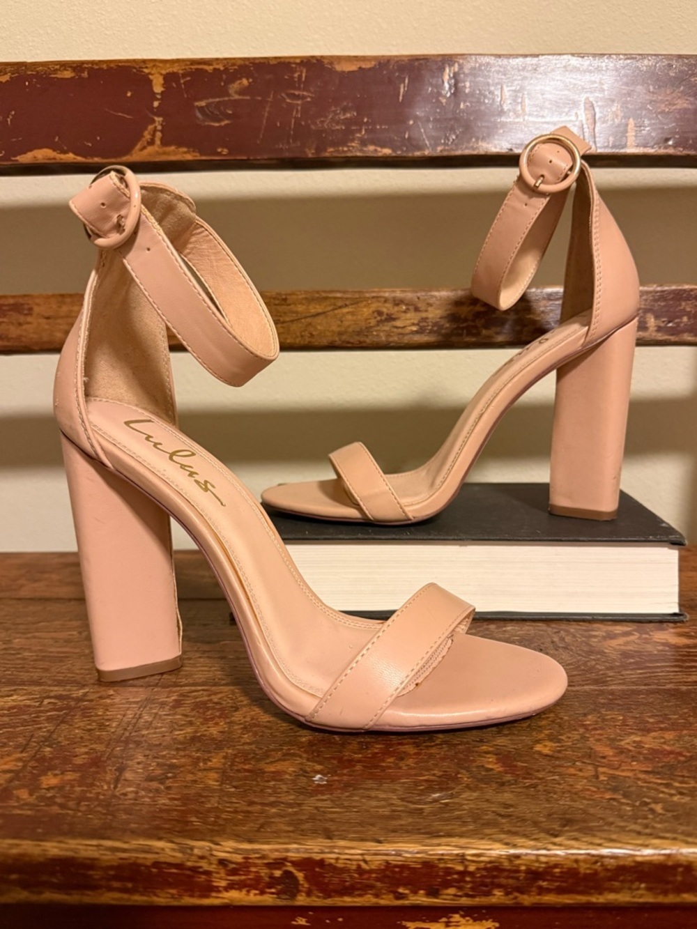 Lulus Kamali Light Nude Ankle Strap Block Heels Sandals - Picture 2 of 11